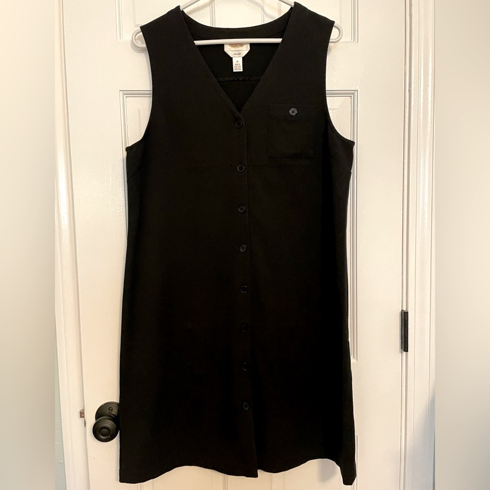 Talbots black ALine Jumper - v neck - black buttons down the entire front